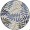 Homeroots 8 ft. Round Gray & Blue Leaves Indoor & Outdoor Area Rug 384876 - alternate 1